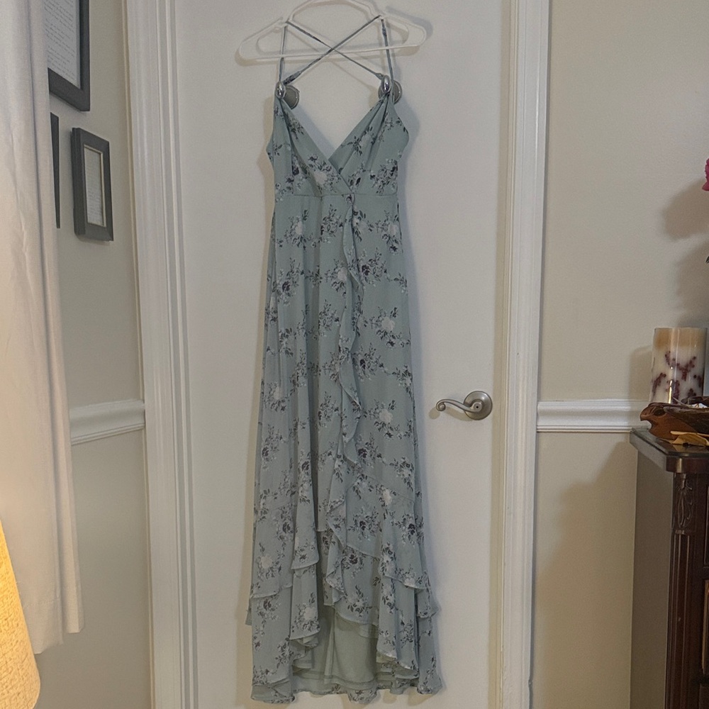 Lulu's Light Blue Floral High Low Dress